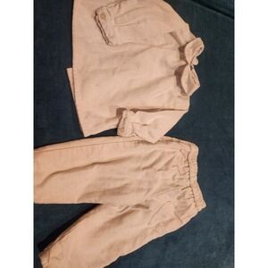 Kids 9 Months Beige Herringbone Pinstripe Shirt Pants Set tartine et chocolate